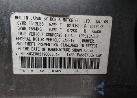 2009 Honda Fit z USA, uszkodzony, nr VIN JHMGE88219C003648